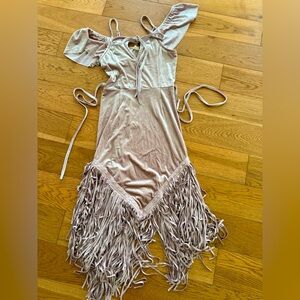 JOYFOLIE sample BLUSH VELVET NEW OFF THE SHOULDER FLUTTER SLEEVE  -western Xs